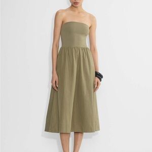 Babaton Strapless Olive Midi Dress